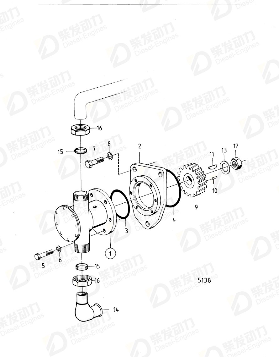 VOLVO Sea water pump 837371 Drawing